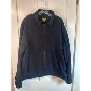 Bass Pro Shops Fleece Jacket Mens XL Black Excellent Full Zip Mock Neck Outdoor